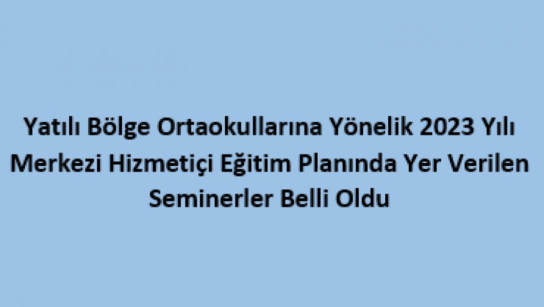 2023 YILI MERKEZİ HİMZETİÇİ EĞİTİM PLANI